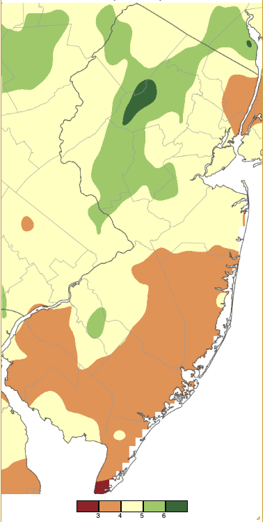 April 2024 precipitation across New Jersey based on a PRISM (Oregon State University) analysis generated using NWS Cooperative, CoCoRaHS, NJWxNet, and other professional weather station observations from 8 AM on March 31st to 8 AM on April 30th.