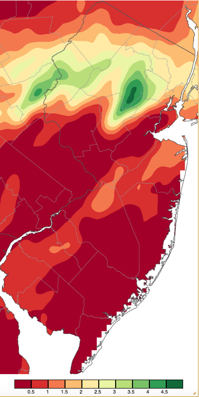  Precipitation across New Jersey from 8 AM on August 18th through 8 AM August 19th based on a PRISM (Oregon State University) analysis generated using NWS Cooperative, CoCoRaHS, NJWxNet, and other professional weather station observations.