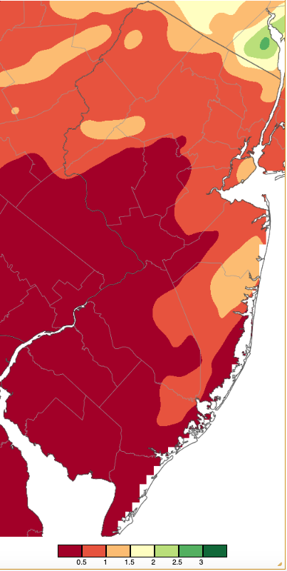 Precipitation across New Jersey from 8 AM on August 20th through 8 AM August 21st based on a PRISM (Oregon State University) analysis generated using NWS Cooperative, CoCoRaHS, NJWxNet, and other professional weather station observations.