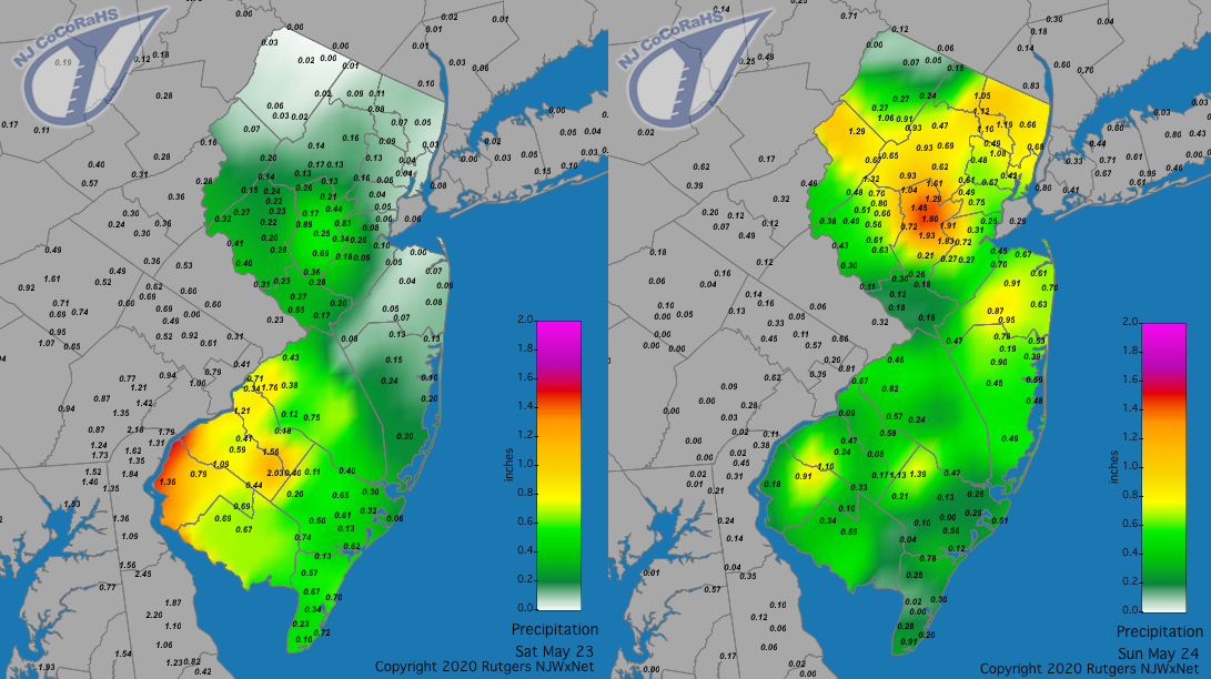 Precipitation maps for May 23rd and 24th