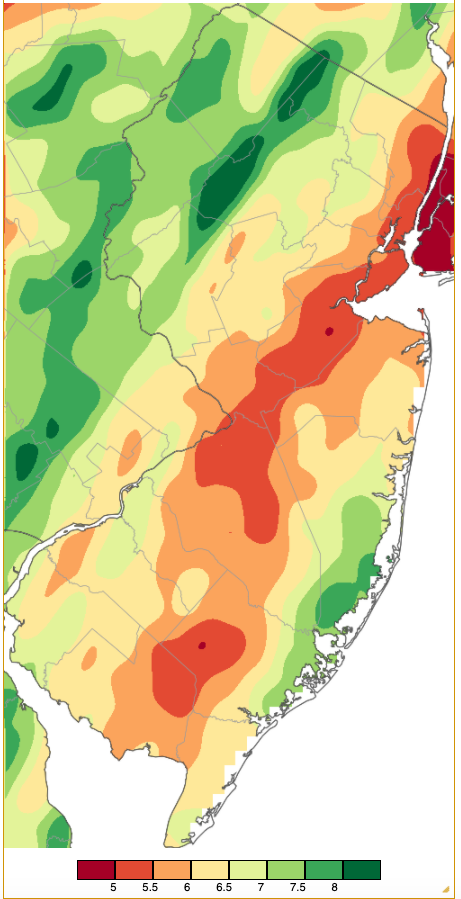nj rainfall totals yesterday