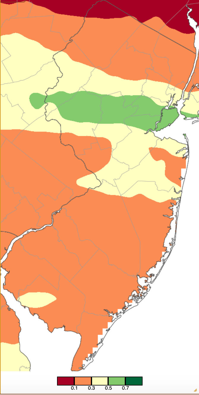Precipitation across New Jersey from 7 AM on December 28th through 7 AM on December 30th based on a PRISM (Oregon State University) analysis generated using NWS Cooperative and CoCoRaHS observations.