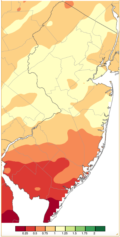 Precipitation across New Jersey from 7 AM on January 18th through 7 AM January 20th based on a PRISM (Oregon State University) analysis generated using NWS Cooperative and CoCoRaHS observations.