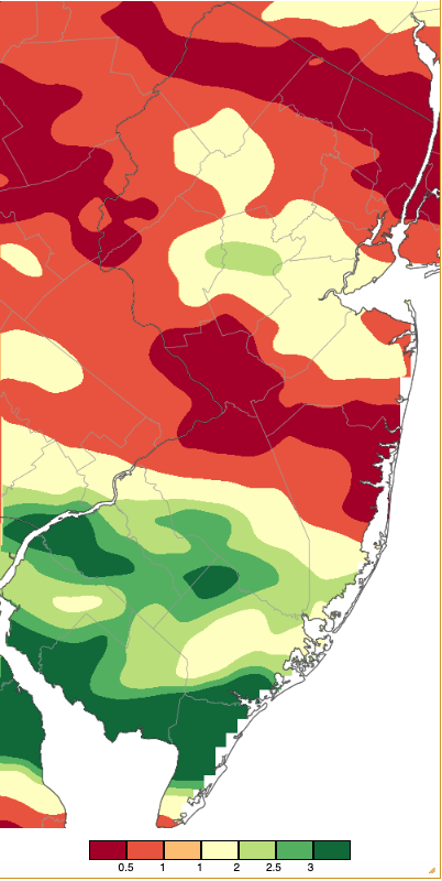 Precipitation across New Jersey from 8 AM on June 28th through 8 AM July 1st based on a PRISM (Oregon State University) analysis generated using NWS Cooperative, CoCoRaHS, NJWxNet, and other professional weather station observation.