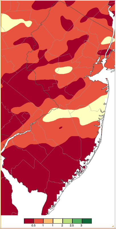 Precipitation across New Jersey from 8 AM on June 26th through 8 AM June 27th based on a PRISM (Oregon State University) analysis generated using NWS Cooperative, CoCoRaHS, NJWxNet, and other professional weather station observations.