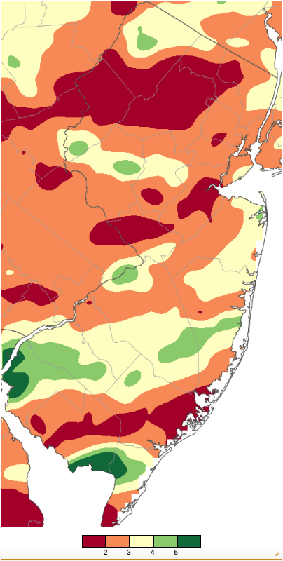 June 2024 precipitation across New Jersey based on a PRISM (Oregon State University) analysis generated using NWS Cooperative, CoCoRaHS, NJWxNet, and other professional weather station observations from 8 AM on May 31st to 8 AM on June 30th.