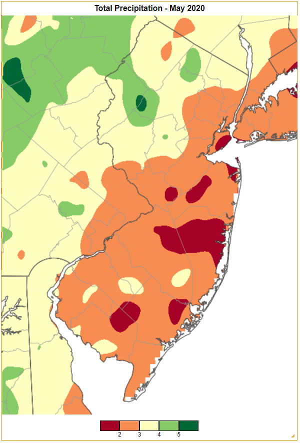 May 2020 PRISM precipitation estimate map