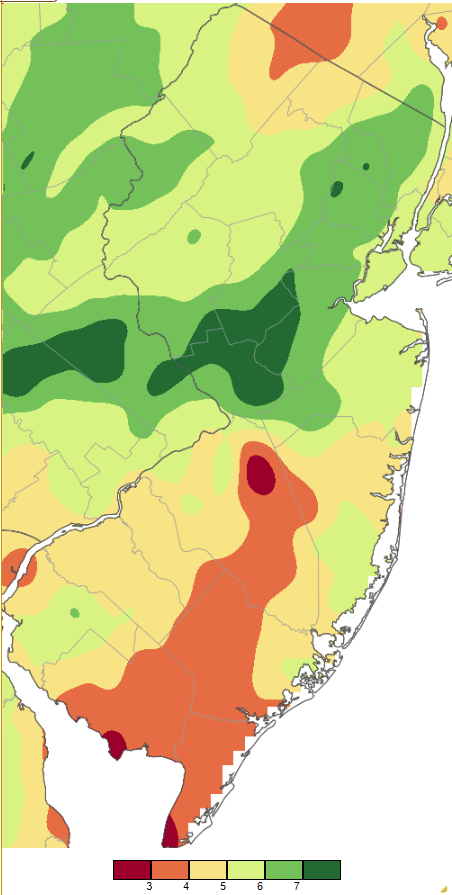 May 2022 precipitation across New Jersey based on a PRISM (Oregon State University) analysis generated using NWS Cooperative and CoCoRaHS observations from 7AM on April 30th to 7AM on May 31st.