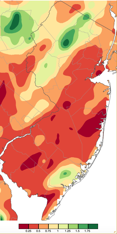 Precipitation across New Jersey from 8 AM on May 26th through 8 AM May 28th based on a PRISM (Oregon State University) analysis generated using NWS Cooperative, CoCoRaHS, NJWxNet, and other professional weather station observations.
