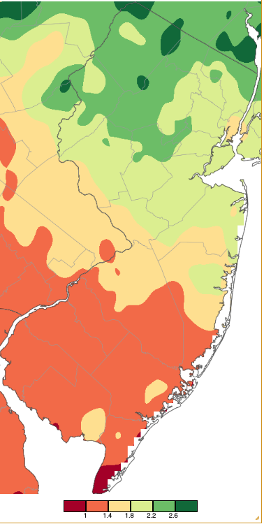 Precipitation across New Jersey from 7 AM on November 20th through 7 AM November 23rd based on a PRISM (Oregon State University) analysis generated using NWS Cooperative, CoCoRaHS, NJWxNet, and other professional weather station observations.