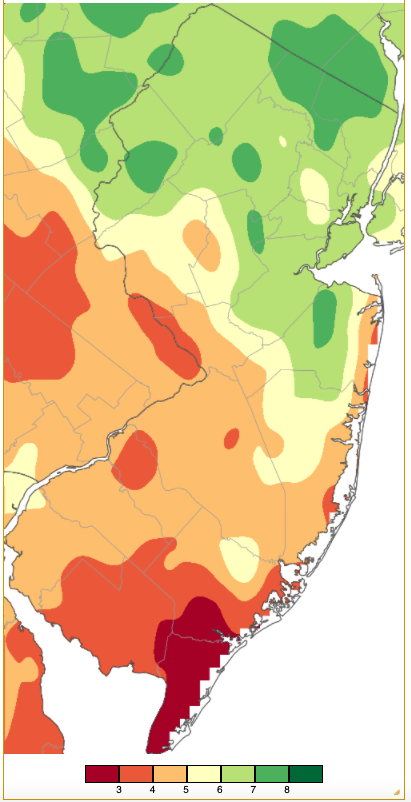 October 2021 precipitation across New Jersey based on a PRISM (Oregon State University) analysis generated using NWS Cooperative and CoCoRaHS observations from 7 AM on September 30th to 7 AM on October 31st.
