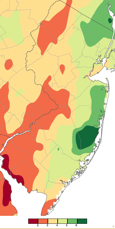 October 2025 precipitation across New Jersey based on a PRISM (Oregon State University) analysis generated using NWS Cooperative, CoCoRaHS, NJWxNet, and other professional weather station observations from approximately 8 AM on September 30th to 8 AM on October 31st.