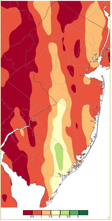 Precipitation across New Jersey from 8 AM on October 23rd through 8 AM October 26th based on a PRISM (Oregon State University) analysis generated using generated using NWS Cooperative and CoCoRaHS observations.