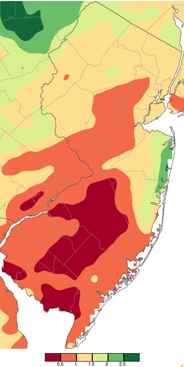 September–October 2024 precipitation across New Jersey based on a PRISM (Oregon State University) analysis generated using NWS Cooperative, CoCoRaHS, NJWxNet, and other professional weather station observations from approximately 8 AM on August 31st to 8 AM on October 31st.