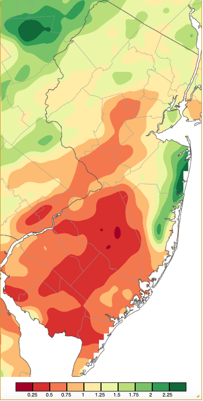 September 2024 precipitation across New Jersey based on a PRISM (Oregon State University) analysis generated using NWS Cooperative, CoCoRaHS, NJWxNet, and other professional weather station observations from approximately 8 AM on August 31st to 8 AM on September 30th.