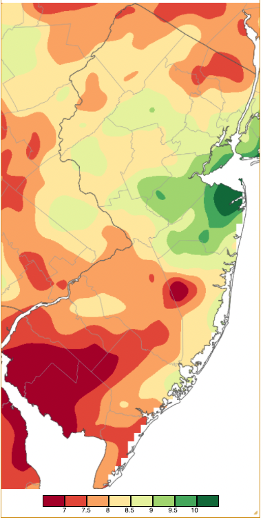 Winter 2021/2022 precipitation across New Jersey based on a PRISM (Oregon State University) analysis generated using NWS Cooperative and CoCoRaHS observations.