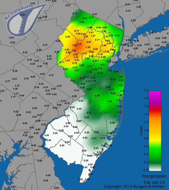 Precipitation map for June 24th-25th