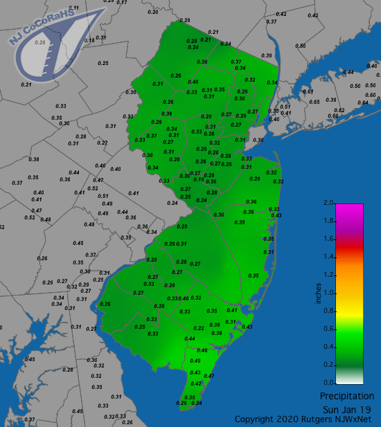 Precipitation map for January 19th