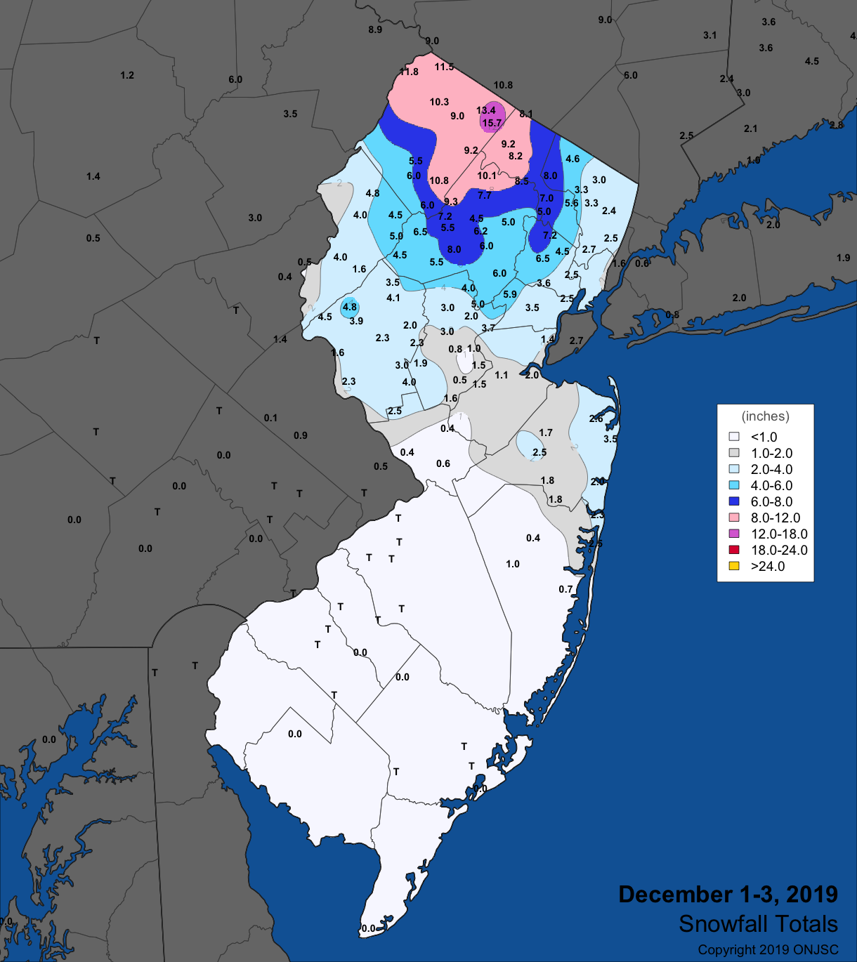 December 1-3 2019 snowfall map